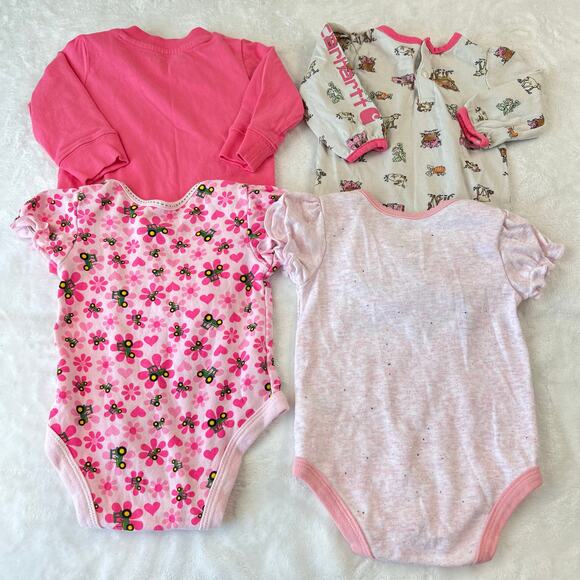 Carhartt & John Deere Pink Girls baby one-piece Shirt Lot size 6 months Farm - Picture 2 of 8